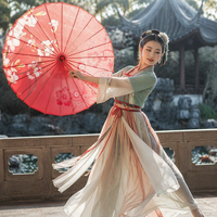 Parasol chinois en papier huilé peint à la main, motif fleurs de cerisier, pour décoration de plafond, accessoires de danse, parasol fait main CW U28