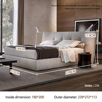 Lit Capitonnée King et Queen Size, Lit Plateforme de Luxe en Bois Massif, Cadre de Lit Flottant Vintage, Lit Double Moderne, Meuble de Chambre Intelligent