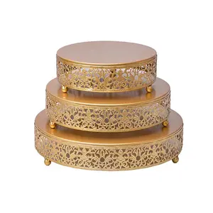 Luxury Gold Cake Stand Set of 3 Round Dessert Table for Wedding Party Cupcake Display Stands