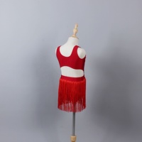 Spandex rouge rouge appliques justaucorps de danse adulte enfant robe de danse latine belle gland scène Performance vêtements de danse
