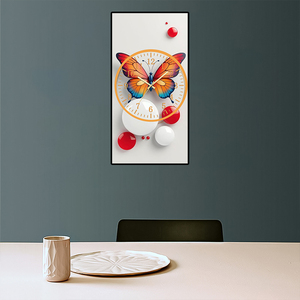 Orologio Decorativo con Immagine di Farfalla, Dipinto Moderno Minimalista, Decorazione Murale in Porcellana Cristallina - Product Image 2