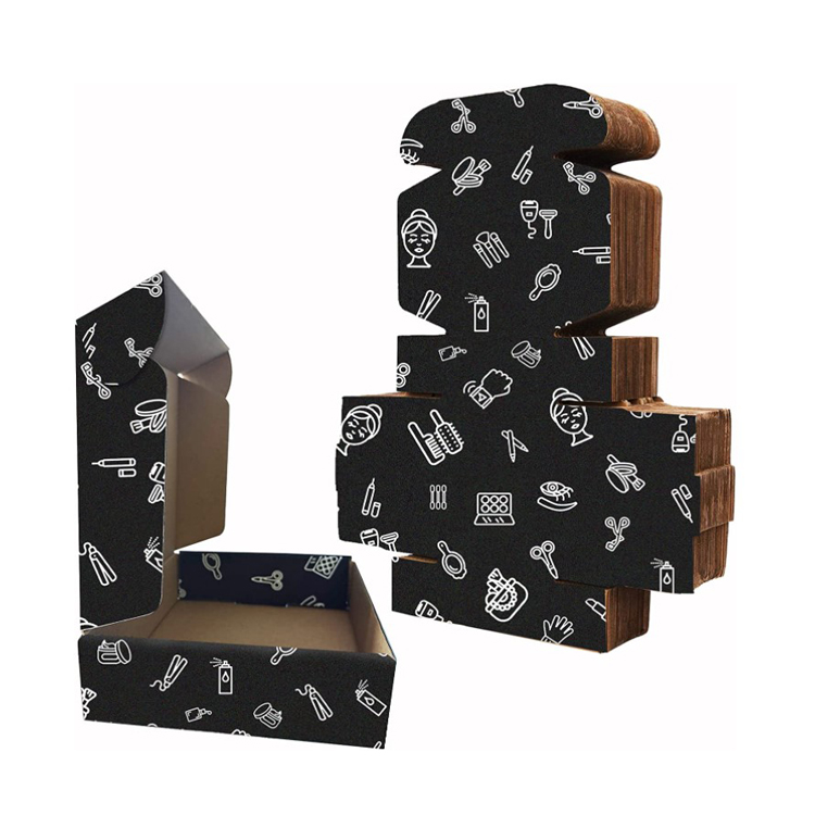 Black Pattern press on mail packaging boxes custom Corrugated Cardboard Mailing box