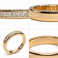 Bague de mariage de luxe pour homme en moissanite, argent sterling 925 plaqué or jaune 14K, 1 carat couleur D clarté VVS1, sertie pavé de laboratoire brillant