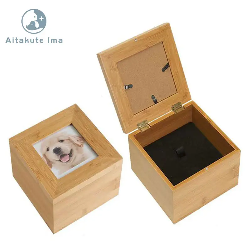 Hot Sale Wood Pet Dog Cat Urn For Ashes Slide Lid Bamboo Urns Wooden Memorial Box