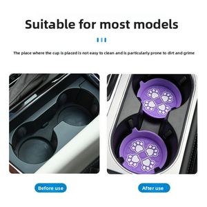 Sous-verre de voiture mignon avec empreinte de patte, tapis en silicone détachable pour la décoration intérieure de voiture - Product Image 3