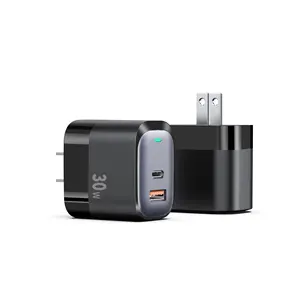 Çok çift 2 port Usb tip c Qc3.0 adaptörleri PD 30w Gan hızlı cep telefonu için şarj adaptörü USB C duvar şarj