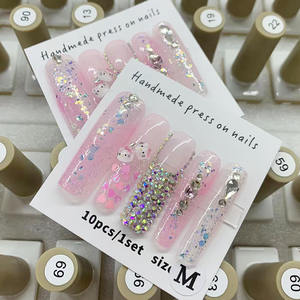 2024 Internet célébrité cercueil en forme d'ongles à la main acrylique diamant conception presse-<span class=keywords><strong>sur</strong></span> ongles ABS matériel - Product Image 5