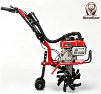 Motoculteur portatif BraveBear 2,5 kW 4 temps 149 cm³ Largeur de travail 38 cm Profondeur de travail 10-25 cm 3600 tr/min 1,5 L