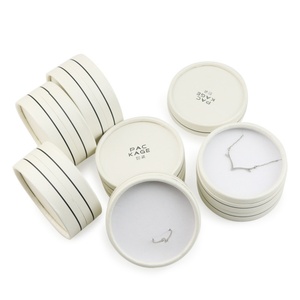 Round Cardboard Simple Wholesale White Jewelry Packaging <b>Gift</b> <b>Box</b> for Rings <b>Earrings</b> Foam Inserts for Jewelry - Product Image 4