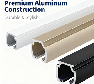 Оптовая продажа: Бесшумная карнизная система из алюминиевого сплава с направляющими и торцевыми заглушками для дома и отелей - Product Image 6