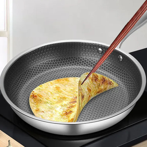 Poêle à frire en acier inoxydable nid d'abeille, antiadhésive, à faible émission de fumée pour les steaks et les œufs, style Plus - Product Image 4