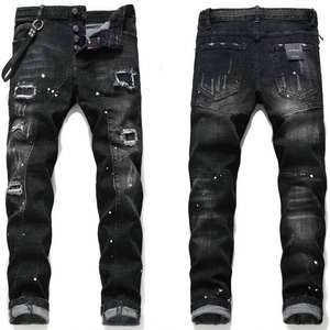 Jeans streetwear pour hommes en gros 2025 - Denim de haute qualité, extensible, déchiré, ample, coupe droite - Product Image 1