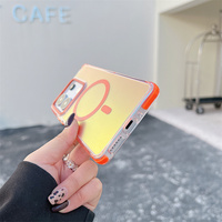 Casing ponsel Redmi Note 14 Pro 5G, pelindung ponsel mewah TPU berkilau magnetis modis warna gradien bunglon