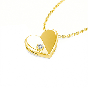 Joyería Empeñable, Diamante Moissanita de 0.06ct, Regalo de Compromiso y Boda para Mujer, Colgante de Corazón Hueco de Oro de 14k - Product Image 3