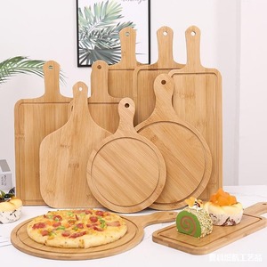Plateaux à pizza en bambou, ronds et carrés, pour servir des plats occidentaux, du pain, des steaks, des gâteaux, des sushis, planches à découper en bois massif - Product Image 1