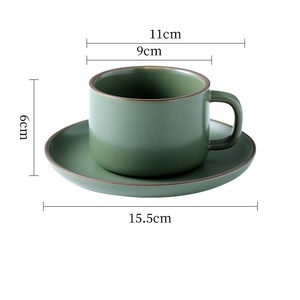 Ensemble de tasses à thé et soucoupes en porcelaine de style moderne, couleur vive, tasses à <span class=keywords><strong>expresso</strong></span> pour la maison, utilisation au café, matériau en céramique - Product Image 3