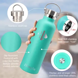 Reusable Drink Sport Flask Water Bottles Double Wall Insulated Narrow Mouth Stainless Steel Water Bottle With Custom Logo