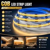 Bande lumineuse LED COB personnalisable, étanche IP20, dimmable, 12V, 3000K, 8mm, 320 LED/m, Ra90, avec télécommande