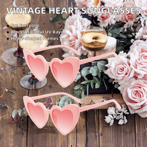 Gafas de Sol Meleager Vintage con Diseño de Corazón, 2 Piezas, Color Rosa, Montura Completa, PC UV400, Diseño Retro de Amor, para Fiestas, Viajes, Bodas, Unisex - Product Image 2