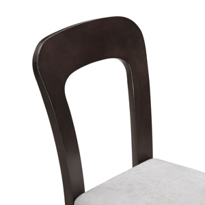 Ensemble de 2 chaises de salle à manger convertibles modernes, chaises d'appoint rembourrées avec assise en tissu gris, pieds en bois d'hévéa massif brun foncé - Product Image 6