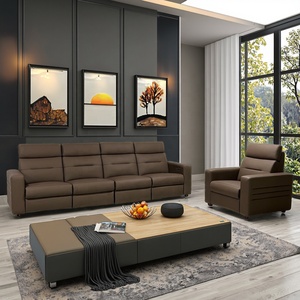 Canapé d'Angle Inclinable Modulaire YILIN en Cuir Véritable avec Soutien Lombaire Électrique et Boîte de Rangement pour Cinéma Maison et Salon - Product Image 3