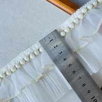 Dentelle en mousseline double volantée style français sur mesure en gros, dentelle à volants pour robes et décorations DIY, en stock