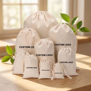 Bolsas de Lona de Algodón Ecológicas con Cordón y Logotipo Personalizado, MOQ100, 3 Pulgadas, Bolsas Reutilizables Recicladas con Cierre de Cuerda para Regalos - Product Image 5