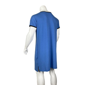 Pijamas de <span class=keywords><strong>Hombre</strong></span> al por Mayor, Ropa de Dormir Informal de Manga Corta con Contraste de Color, Camisón Largo Informal para <span class=keywords><strong>Hombre</strong></span> - Product Image 4