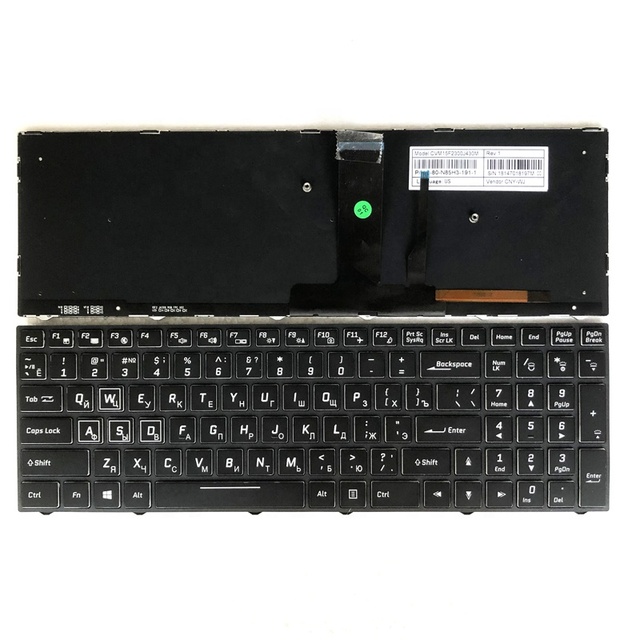Russian RU Laptop Backlight Keyboard for Hasee Clevo G97E N850 N857 CVM15F2300J430M 6-80-N85H3-191-1 18147018197M With Frame KB