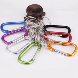 <b>Custom</b> LOGO Safety Spring Hook Carabiner Keychain Aluminum Alloy D Shape Multifunction Clip with 3 <b>Key</b> <b>Rings</b> Eco-friendly - Product Image 5