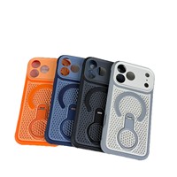 Coque de téléphone portable anti-chute avec support magnétique à 360°, design animal, maille respirante et dissipation thermique pour iPhone 17 Pro Max