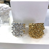Janice Schmuck 2026 Britischer Klassischer Vintage Keeper Ring Messing 18K Vergoldet Pyramiden-Sattel Ehering