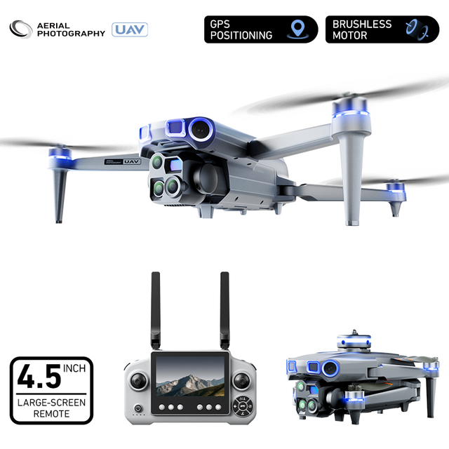 P52 Wholesale Mini Drone 4.5 Inch Display Obstacle Avoidance 5G WiFi FPV Long Range Remote Control GPS Toy Drones for Kids Adult