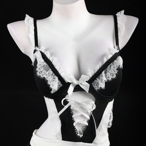 Ensemble de lingerie Lemon Story, tenue de demoiselle d'honneur, soutien-gorge à bonnets couvrants avec dentelle et nœud, robe de nuit sexy pour femme - Product Image 1