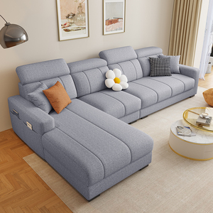 Canapé en L <span class=keywords><strong>pas</strong></span> <span class=keywords><strong>cher</strong></span>, moderne, en tissu doux avec coin lounge, canapés minimalistes pour salon, vente chaude, gris clair - Product Image 3