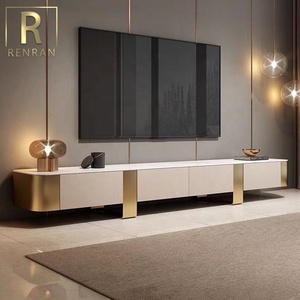 Modern Design Luxury Fancy Living Room Furniture Gold Metal Wood Sintered Stone Top Tv Stand and <strong>Coffee</strong> <strong>Table</strong> Sets - Product Image 4