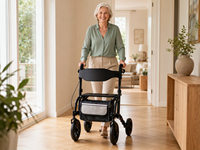 Déambulateur pliant avec siège, nouveau design, roues avant de 12 pouces, capacité de 136 kg, 4 roues, certifié CE, UKCA, ISO 13485