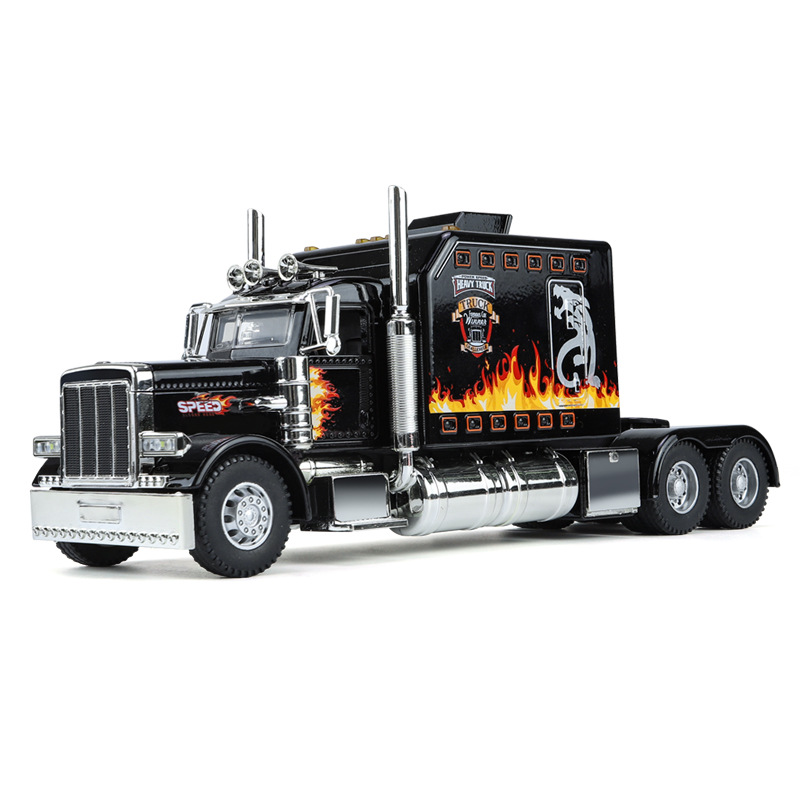 Diecast 1:24 Peterbilt 398 americano caminhão pesado reboque cabeça modelo metal semi caminhão menino crianças brinquedo carro caminhão modelo