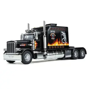 压铸1:24彼得比尔特398美国重型卡车拖车头模型金属半卡车男孩儿童玩具车卡车模型