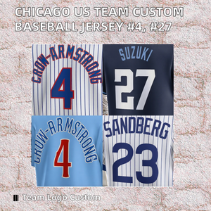 Design Chicago US Team Maillot de Baseball Personnalisé Logo de l'équipe Numéro de nom Cousu sur mesure Manches courtes-Tailles #4 - Product Image 3