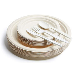 Assiettes rondes compostables fabriquées à partir de fibres végétales - Product Image 1