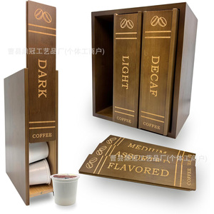 Caja de Almacenamiento para Cápsulas de Café en Forma de Libro de Madera, con Múltiples Compartimentos y Tapa Deslizante, Organizador de Escritorio - Product Image 1