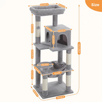 Árbol para Gatos Multinivel Resistente con Fácil Montaje, Hamaca Tipo Condo y Postes Rascadores de Sisal, Mueble para Gatos de MDF de Alta Densidad