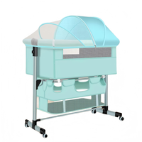 Lit bébé pliable portable, berceau cododo réglable en hauteur avec moustiquaire complète pour nouveau-nés et panier de rangement