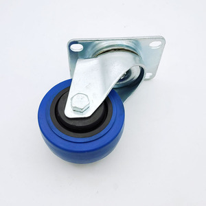 Rueda de Poliuretano Azul con Rodamiento de Bolas 95x65mm, Placa de Acero Galvanizado, Sin Freno, Uso Industrial - Product Image 3