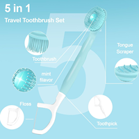 Mini-brosses à dents jetables avec dentifrice + gratte-langue + fil dentaire + cure-dent, brosses à dents de voyage à poils souples