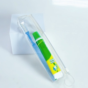 <span class=keywords><strong>PVC</strong></span> dây kéo trong suốt Túi bàn chải đánh răng Túi kem đánh răng không thấm nước lưu trữ bao bì với móc - Product Image 4