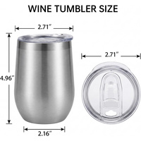 Gobelet à vin en acier inoxydable de 12 oz avec couvercle, tasse à café à double paroi isolée sous vide, tasse à bière pour boissons froides et chaudes