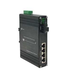 Compact Industrial 4+1 Port Ethernet Switch with Fiber SC/FC/ST Options Redundant Power - Product Image 1