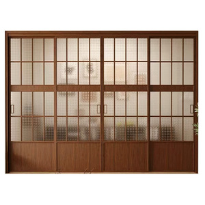 <span class=keywords><strong>Porte</strong></span> <span class=keywords><strong>coulissante</strong></span> japonaise rétro moderne en bois à trois roulettes pour intérieur, salon, fenêtre - Product Image 5